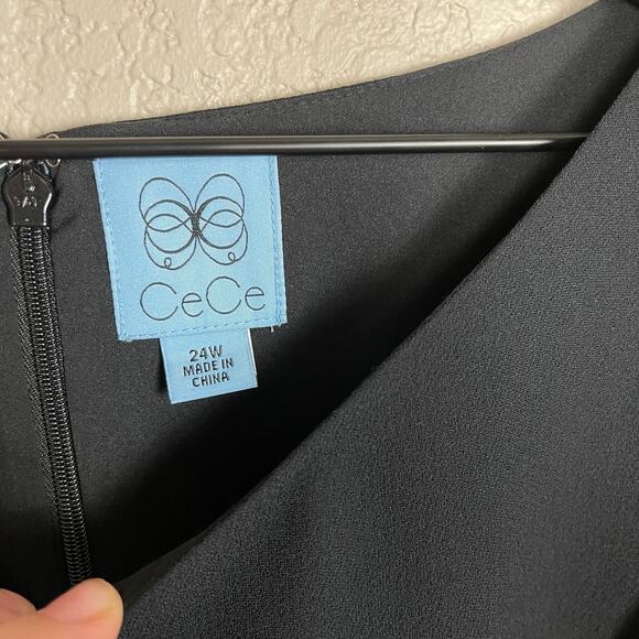 CeCe Black Tie Sleeve Shift Dress Size 24W - Picture 5 of 9